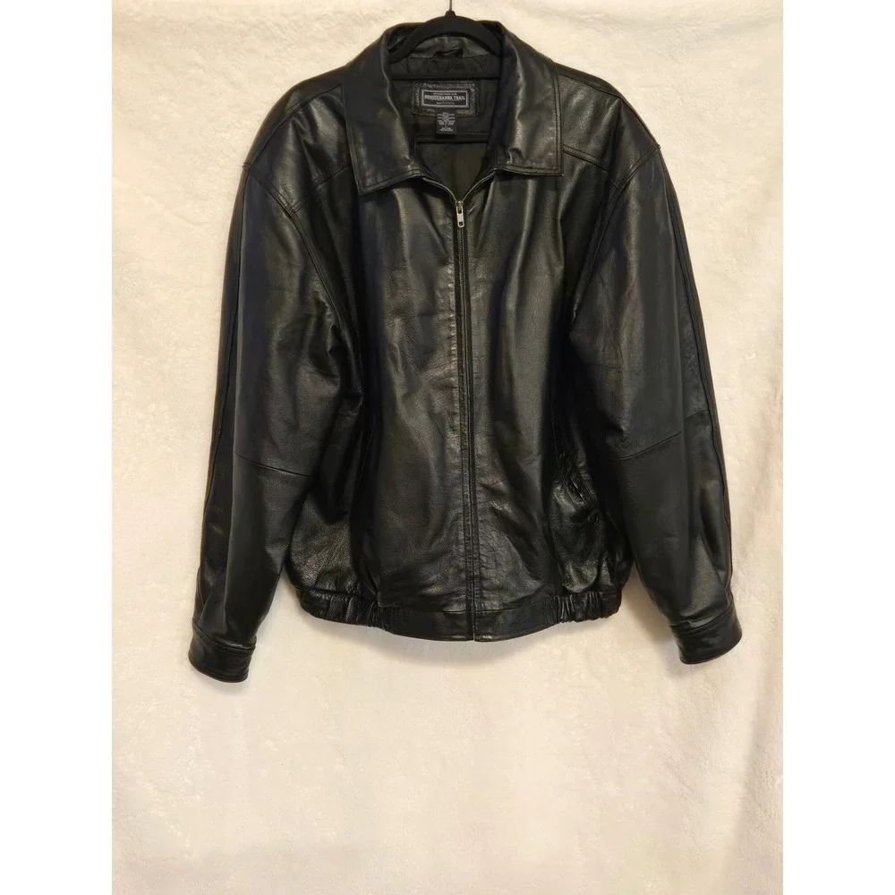 Susquehanna Trail Outfitters Mens Large Bomber Jacket Black Genuine Leather